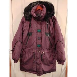 Women's Vintage London Fog Winter Jacket Parka Purple Large